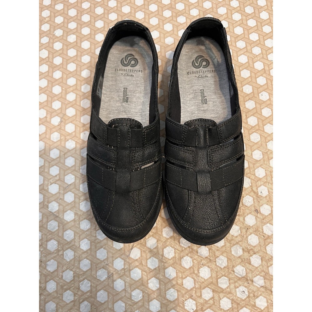 Clarks Cloudstoppers Loafers Womens Size 7.5M Black Slip On Shoes